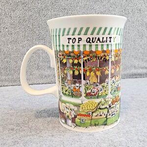 Dunoon Bone China Coffee Mug Vintage Stores Pictorial 9 fl oz Multicolor